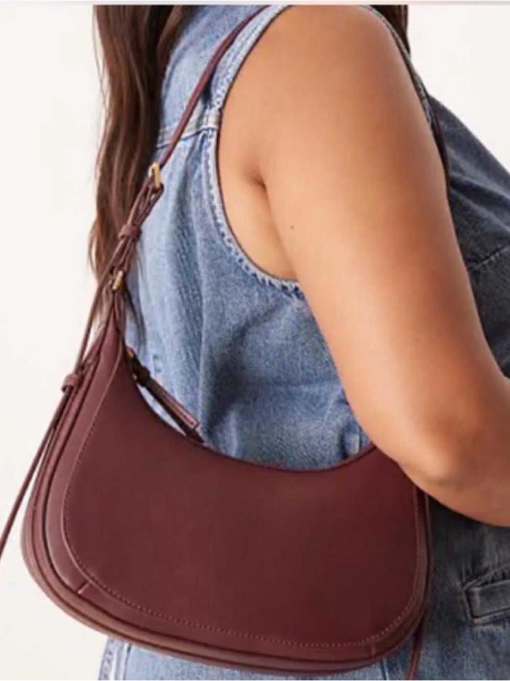 Mango Crescent Shoulder Bag in Burgundy